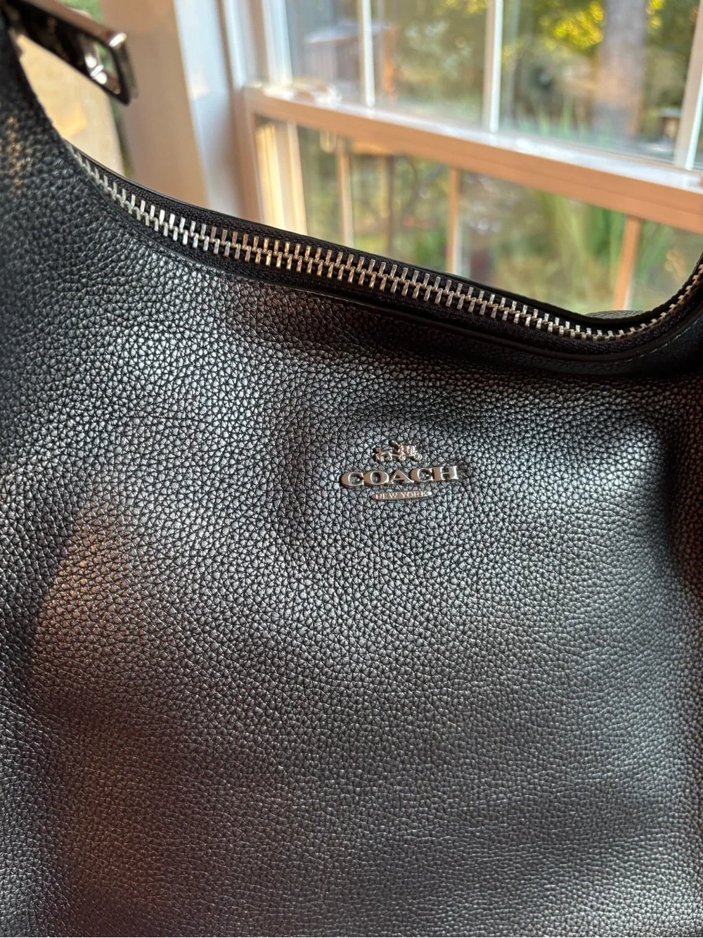 Coach Silver gray Pebbled Leather Hobo Shoulder Bag
